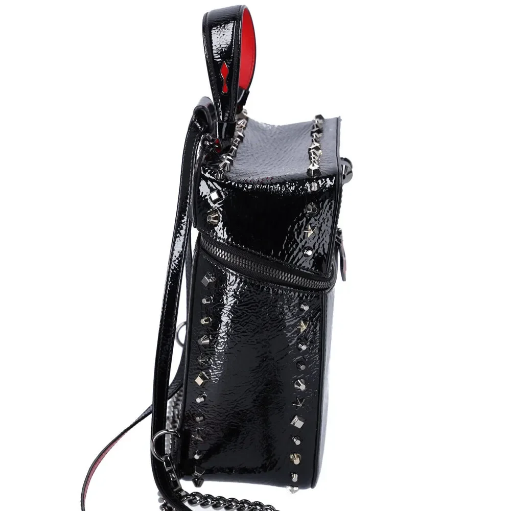 Christian Louboutin Textured Patent Calfskin Rubylou Backpack Black